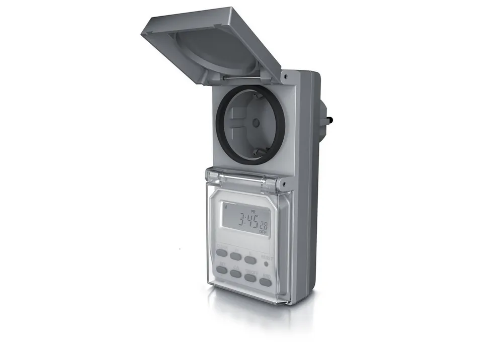 BEARWARE Zeitschaltuhr, digital, für den Außenbereich / Outdoor, mit Zufallsfunktion, IP44, Countdown