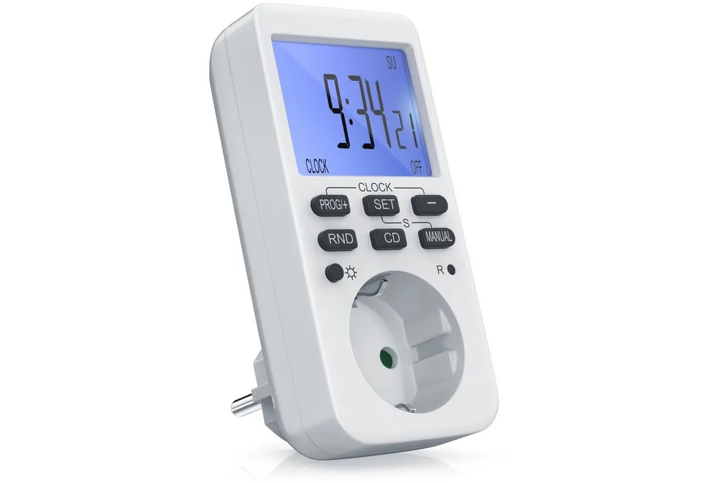 BEARWARE Zeitschaltuhr digital mit LCD Display, Steckdosen Timer, max. 3680W, indoor, digital, 1-St., 10 konfigurierbare Programme, Zufallsschaltung, Wochenzeitschaltuhr