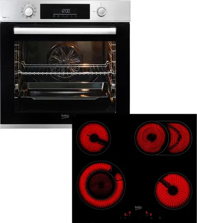 BEKO Backofen-Set BBSM12320XMPEF, mit 1-fach-Teleskopauszug, Pyrolyse-Selbstreinigung, FlexiCrisp – Knusprige Perfektion ohne Verschieben des Blechs