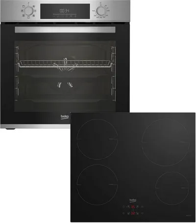BEKO Backofen-Set BBSM12340X, mit Teleskopauszug nachrüstbar, Simple Steam Reinigungsfunktion, Gleichmäßige Heißluft für perfekte Ergebnisse dank Aeroperfect
