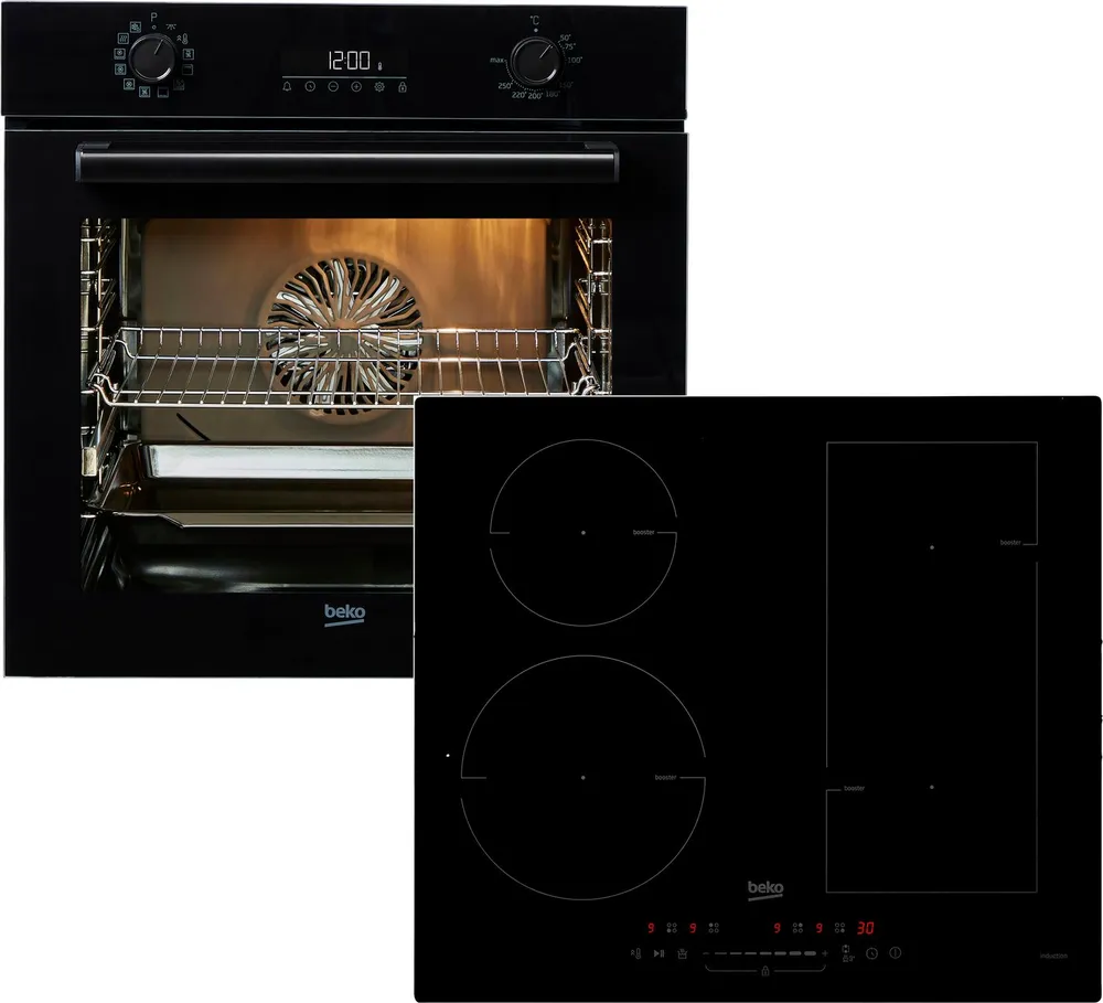 BEKO Backofen-Set Elbe, mit 1-fach-Teleskopauszug, Mit AirFry knusprig frittieren im Ofen – ganz ohne zusätzliches Fett