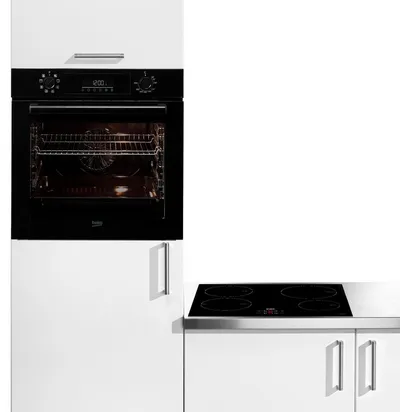 BEKO Elektro-Herd-Set BBSM11340B, mit 1-fach-Teleskopauszug, Gleichmäßige Heißluft für perfekte Ergebnisse dank Aeroperfect