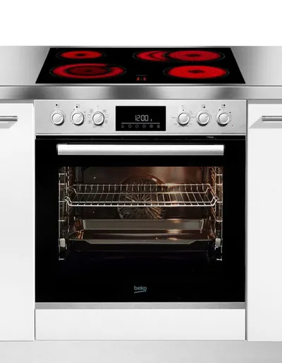 BEKO Elektro-Herd-Set BBUM12328X, mit 1-fach-Teleskopauszug, Gleichmäßige Heißluft für perfekte Ergebnisse dank Aeroperfect
