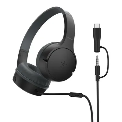 Kopfhörer Belkin SoundForm Mini kabelgebunden USB-C 3,5 mm für Musik und Anrufe Schwarz
