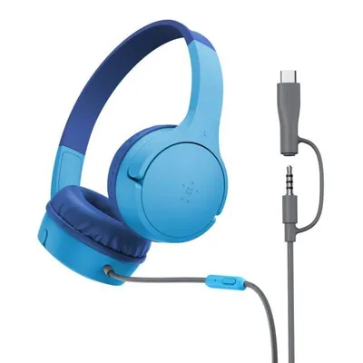Kopfhörer Belkin SoundForm Mini kabelgebunden USB-C/3,5 mm für Musik und Anrufe, Blau
