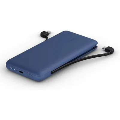 Belkin BoostCharge Plus USB-C Powerbank 10000 mAh mit integrierten Kabeln Blau