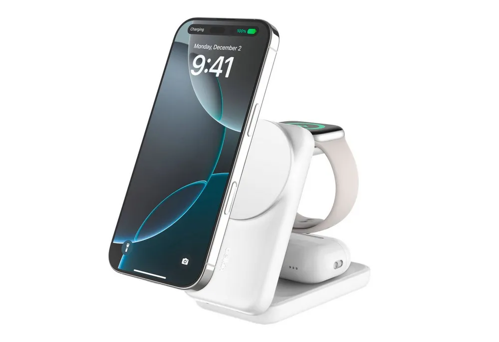 Belkin UltraCharge faltbare magnetische 3-in-1 Ladestation mit Qi2 (25 W) Wireless Charger