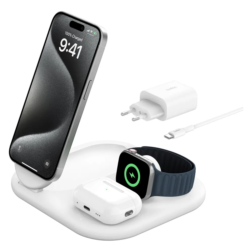 Boost Charge Magnetische, einklappbare, kabellose 3-in-1-Ladestation mit Qi2
