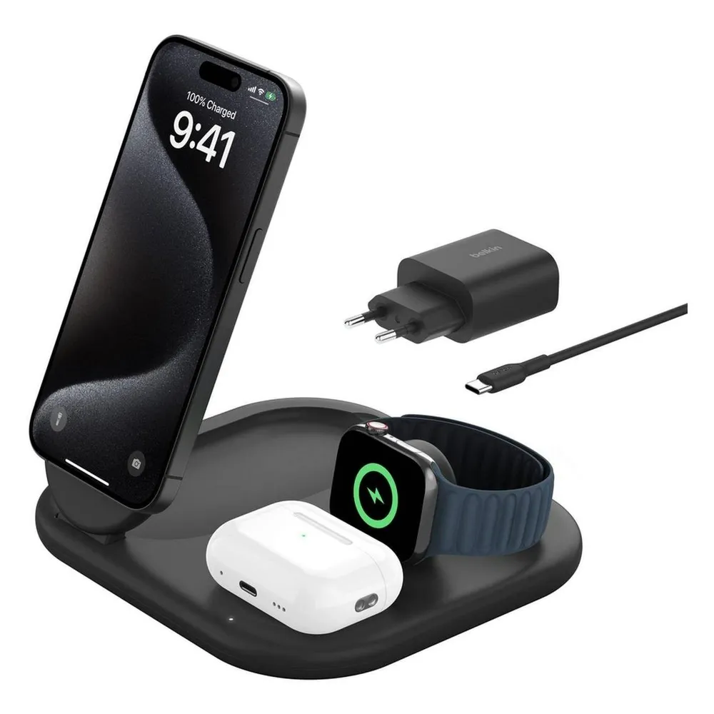 Boost Charge Magnetische, einklappbare, kabellose 3-in-1-Ladestation mit Qi2