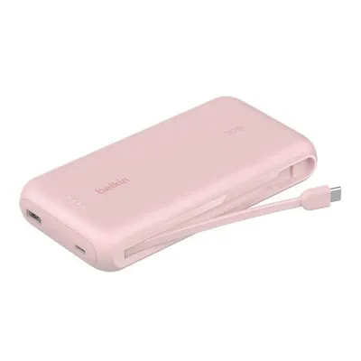 BoostCharge Powerbank 20K mit integriertem Kabel, Rosa
