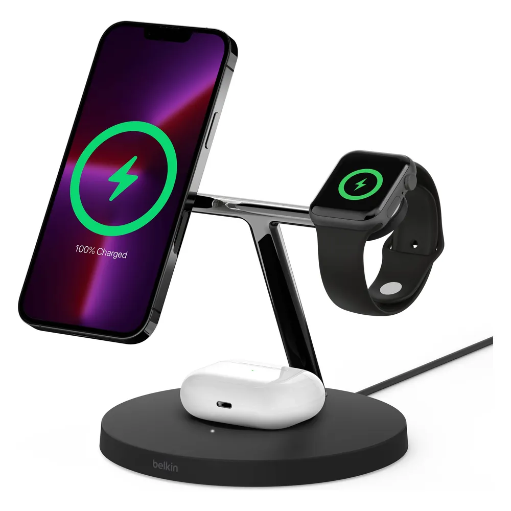 BoostCharge Pro Kabelloses 3-in-1-Ladegerät mit offizieller MagSafe-Lademöglichkeit 15 W