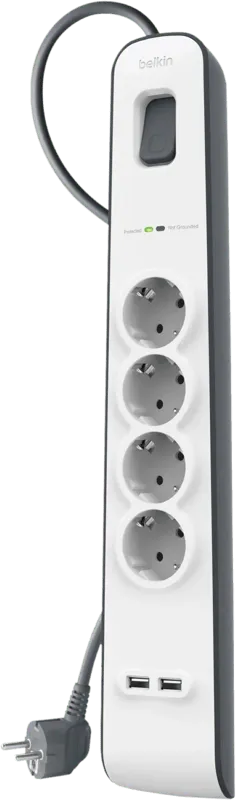 Belkin Surge Protector 4 Steckdosen 2 Meter 2x USB