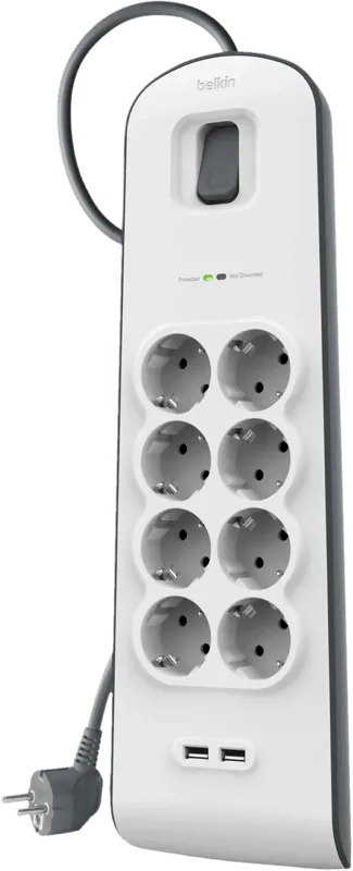 Belkin Surge Protector 8 Steckdosen 2 Meter 2x USB