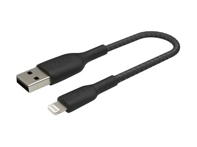 Belkin USB-A auf Lightning Kabel geflochten, Schwarz, 0,15m