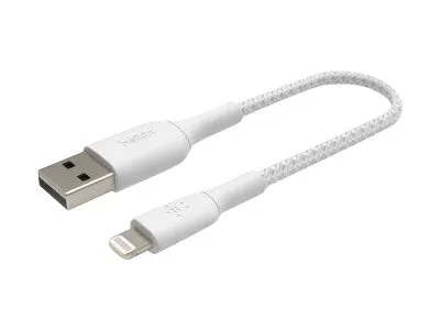 Belkin USB-A auf Lightning Kabel geflochten, Weiß, 0,15m