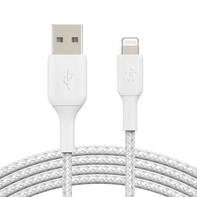 Belkin USB-A auf Lightning Kabel geflochten, Weiß, 2m