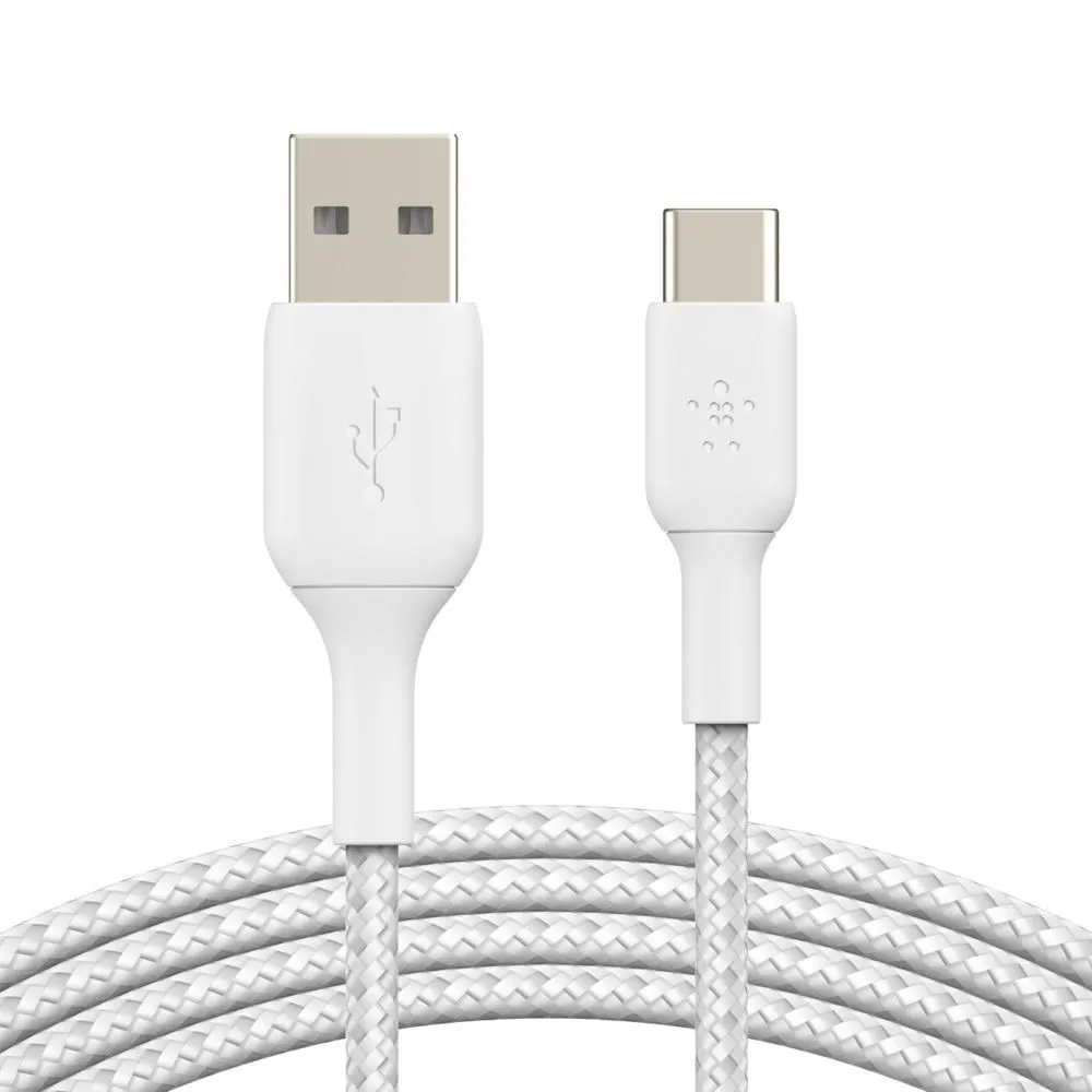 Belkin USB-A auf USB-C Kabel geflochten, Weiß, 3m, 15W