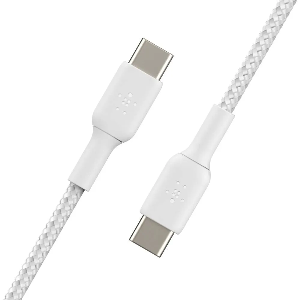 Belkin USB-C auf USB-C Kabel, geflochten, 1m, Weiß, Weiß, 1m, 60W