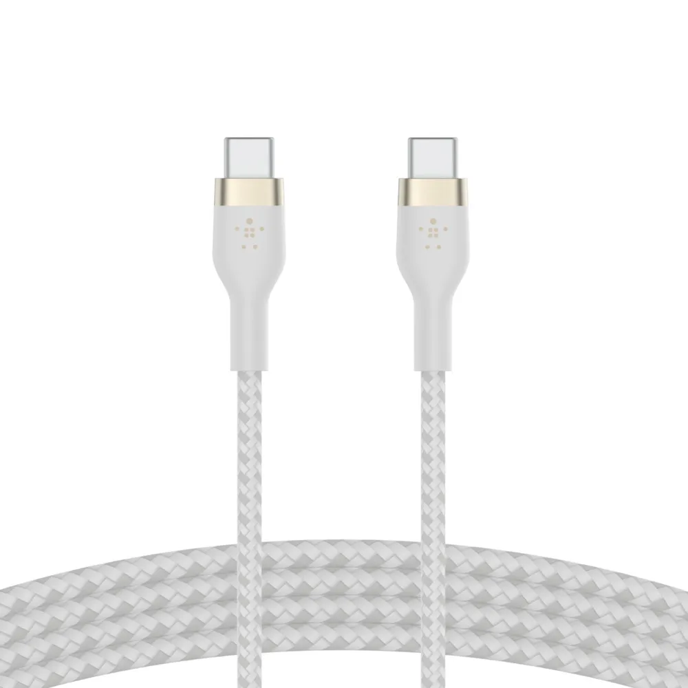Belkin USB-C auf USB-C Kabel geflochten, Weiß, 2m, 60W