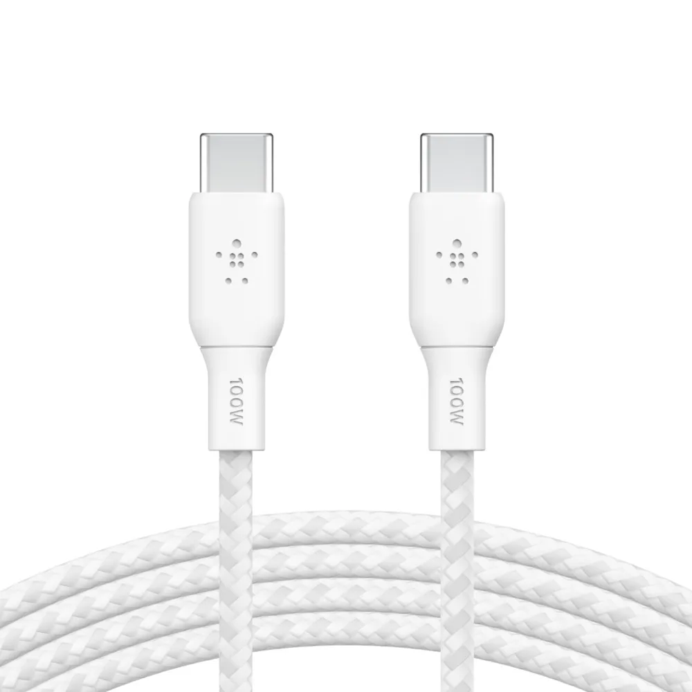 Belkin USB-C auf USB-C Kabel geflochten, Weiß, 3m