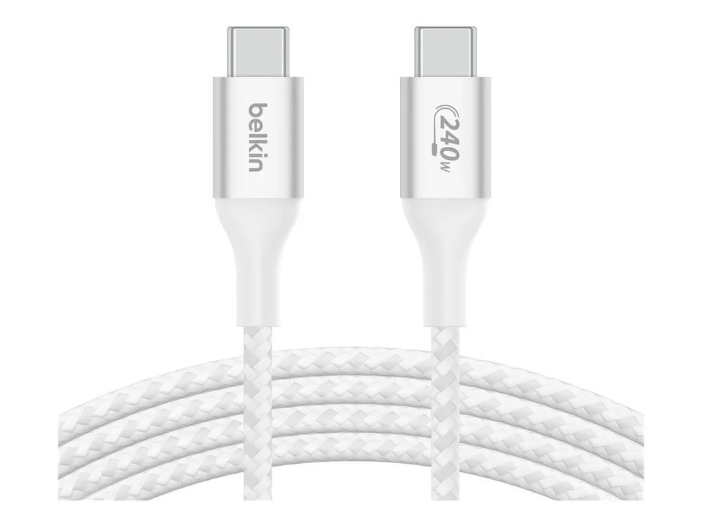Belkin USB-C auf USB-C Kabel geflochten, Weiß, 1m, 240W
