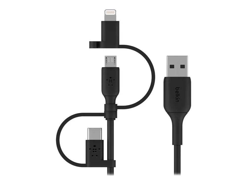 Belkin USB-A auf USB-C / Micro-USB / Lightning-Kabel, Schwarz, 1m