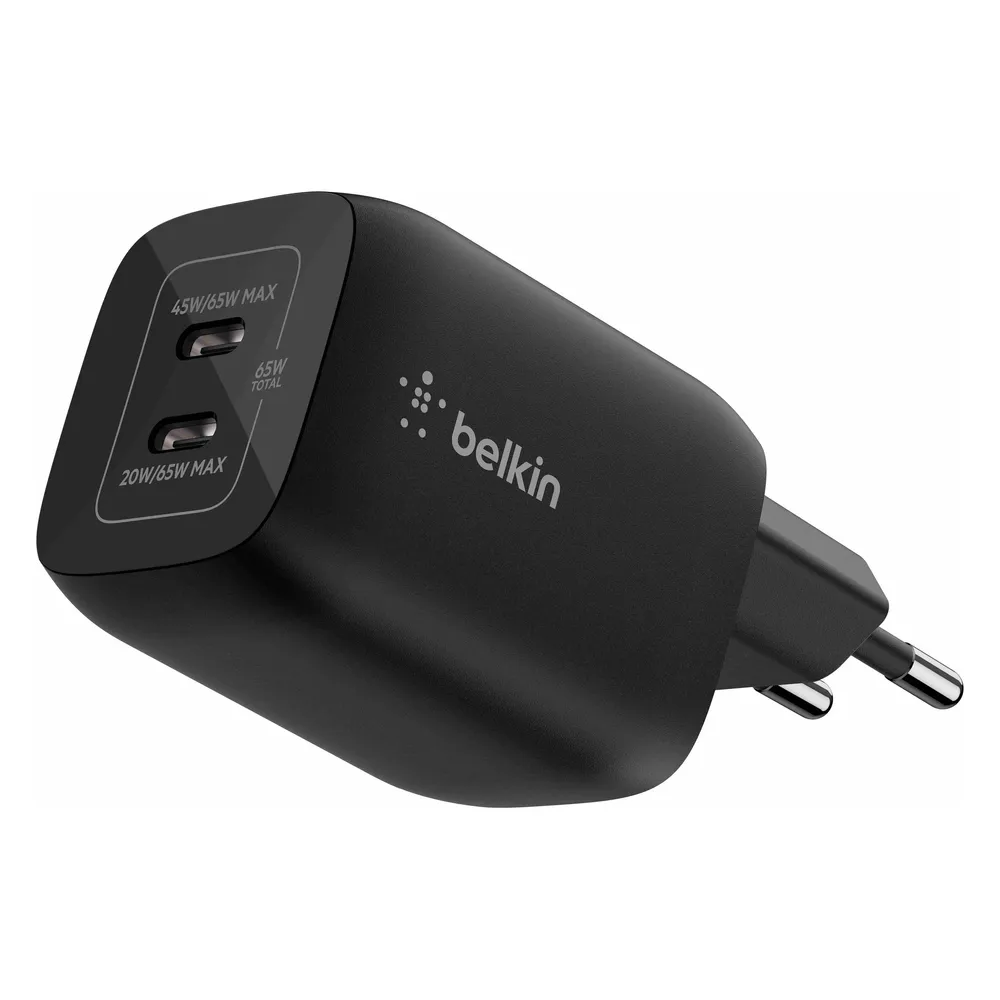 Ladegerät Belkin ENA007KQBK Dual USB-C 65 W GaN Schnellladung Schwarz