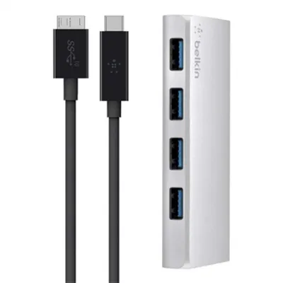 USB-Hub Belkin F4U088VF USB 3.2 Gen 1 Micro-B 4 Ports Silber 1m USB-Hub Belkin F4U088VF USB 3.2 Gen 1 Micro-B 4 Ports Silber 1m