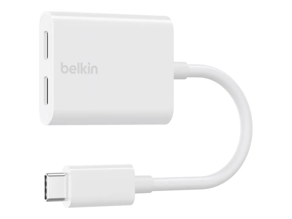 Belkin ROCKSTAR USB-C Audio- und Ladeadapter (2 in 1), Weiß