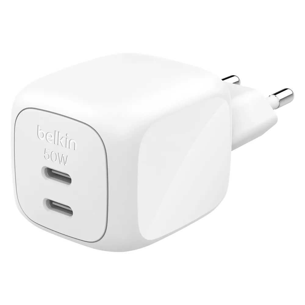 Ladegerät Belkin WCH019kqWH GaN 50 W Weiß Dual USB-C Schnellladung