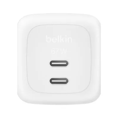 Ladegerät Belkin WCH020KQWH GaN 67 W Dual USB-C Schnellladung Weiß