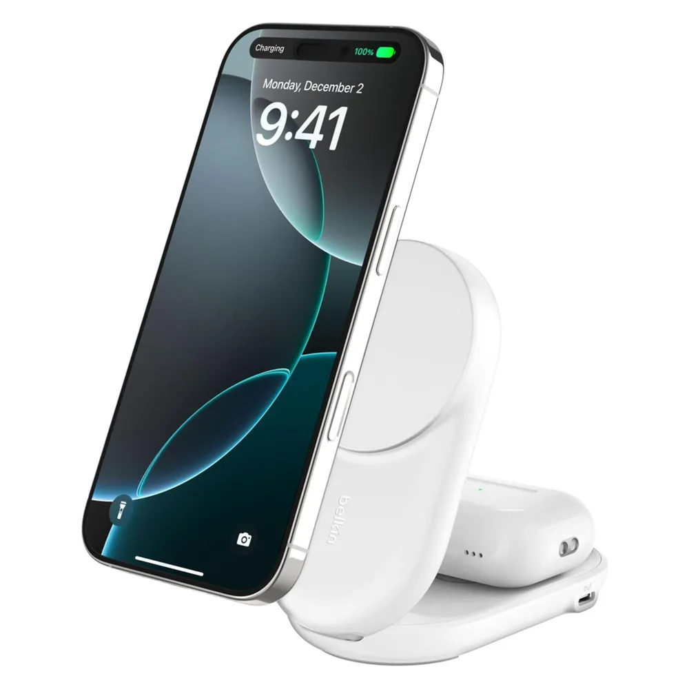 Ladegerät Belkin WIZ039KQWH Qi2 Magnetisch Klappbar 25 W 2-in-1 Weiß