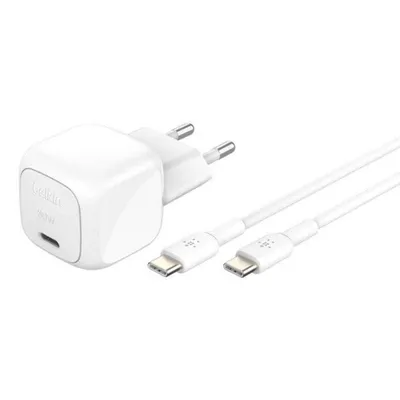 Ladegerät USB-C Belkin WCA008KQ1MWH-B6 30 W Power Delivery PPS Weiß + Kabel 1 m