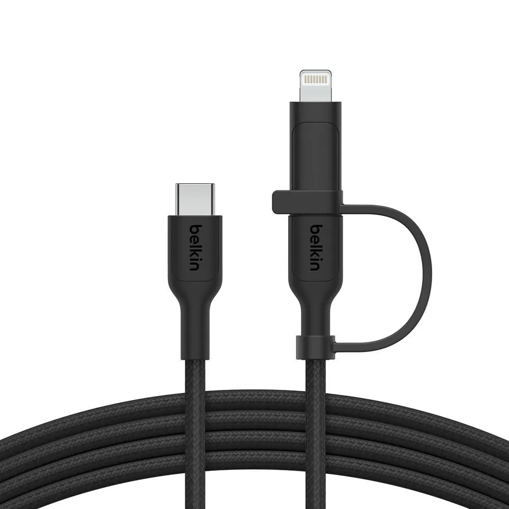 Multifunktions-USB Kabel BoostCharge Pro, 2-in-1-Kabel mit USB-C-Stecker und Lightning Connector, Schwarz