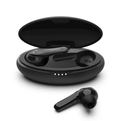 Belkin SoundForm Move Plus Kabellose Ohrhörer – Schwarz mit kabellosem Ladecase