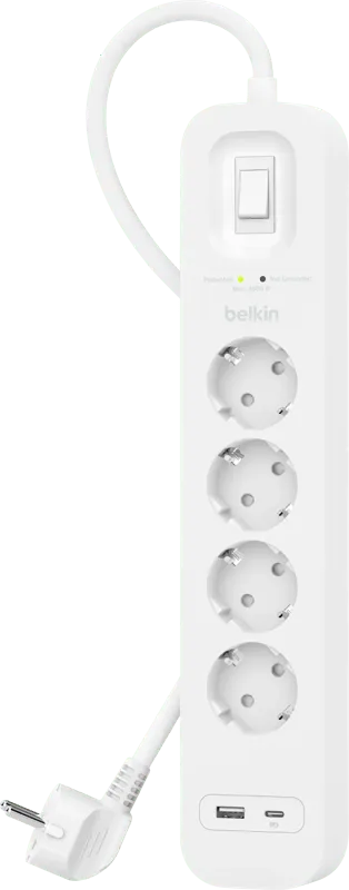 Belkin Surge Protection 4 Outlet 2 Meter USB-C Weiß