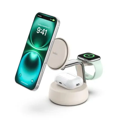 UltraCharge Pro Rabatt Magnetische 3-in-1-Ladestation mit Qi2 (25 W), weiß