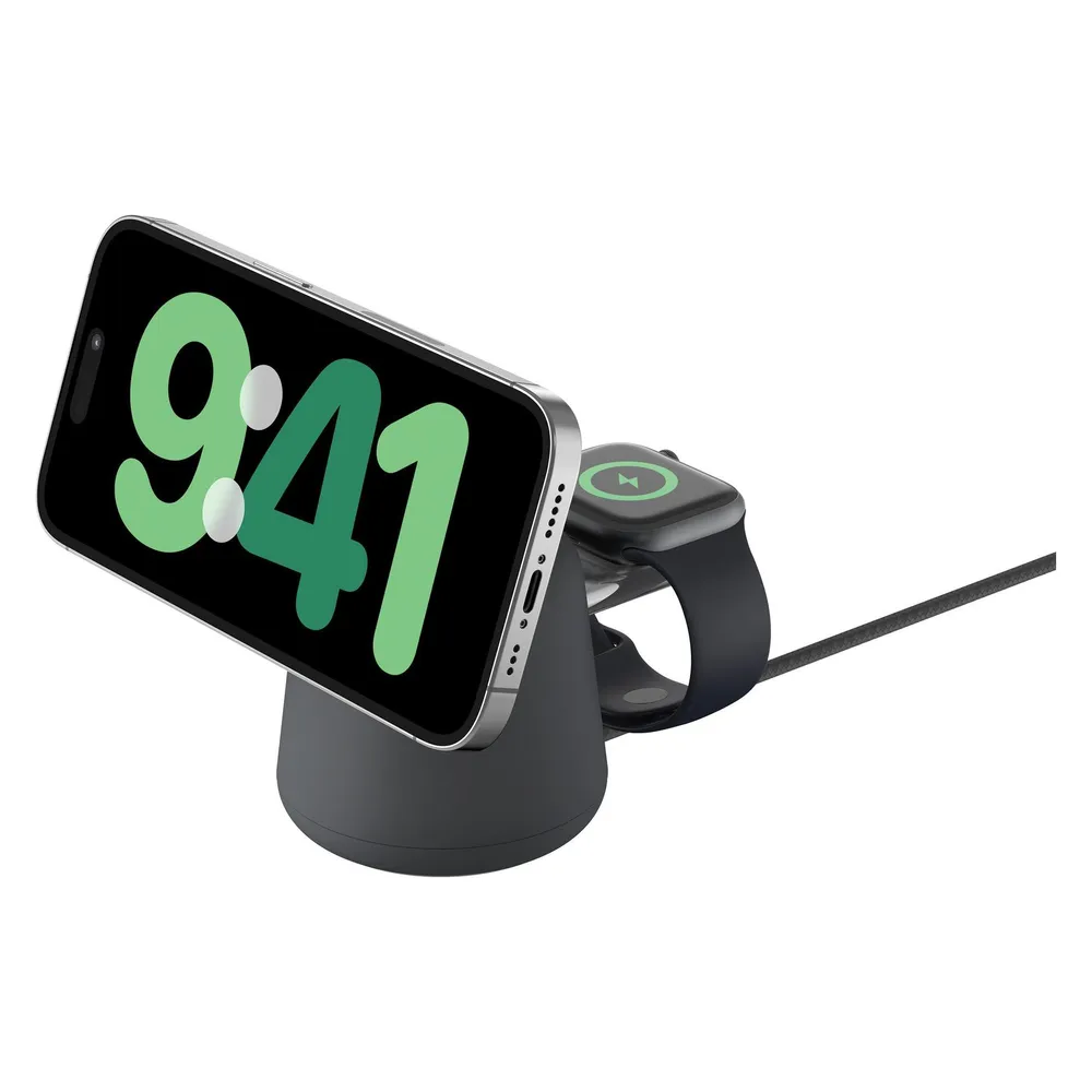 Belkin MagSafe und Qi2 2-in-1 Kabelloses Ladegerät 15 W mit Ständer Schwarz