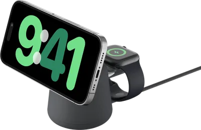 Belkin MagSafe und Qi2 2-in-1 Kabelloses Ladegerät 15 W mit Ständer Schwarz