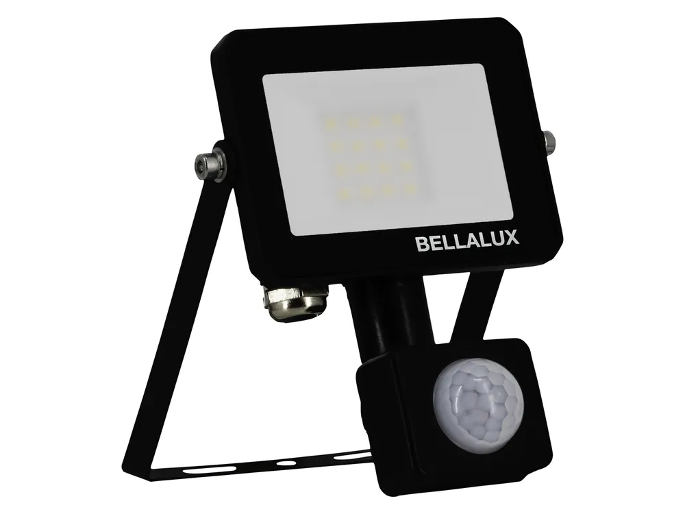 BELLALUX LED-Fluter, 10W, 4000K, 900lm, neutralweiß, IP65, mit Bewegungsmelder, schwarz