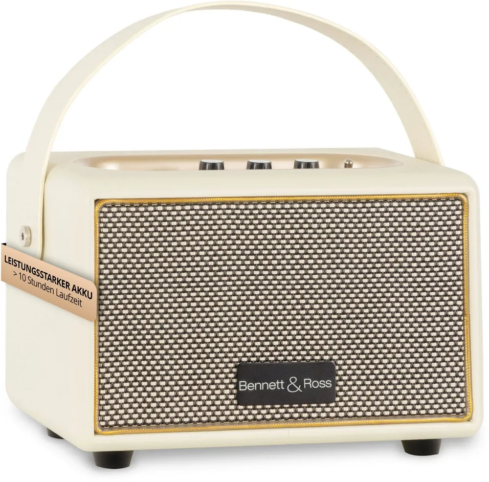 Bennett & Ross BB-820 Blackmore Junior Bluetooth-Lautsprecher (20 W, Retro Speaker in Lederoptik mit 5200 mAh Akku)