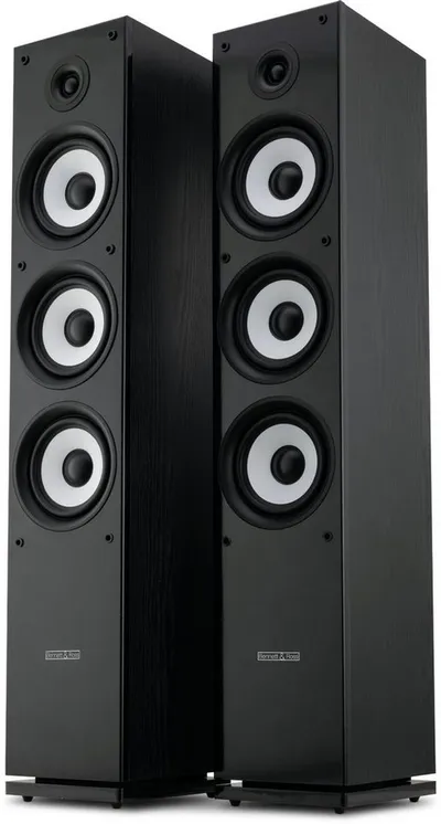 Bennett & Ross Ultrasphere 3-Wege HiFi Boxen Paar, schwarz Stand-Lautsprecher (400 W, mit Bassreflex-Konstruktion, Maserung in Holzoptik, schwarz)