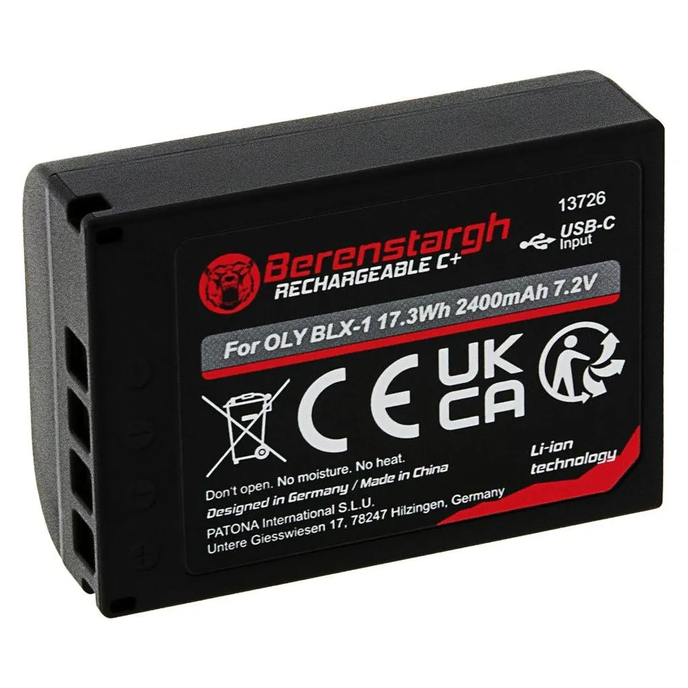 Berenstargh Akku Olympus BLX-1 2400mAh USB-C Input