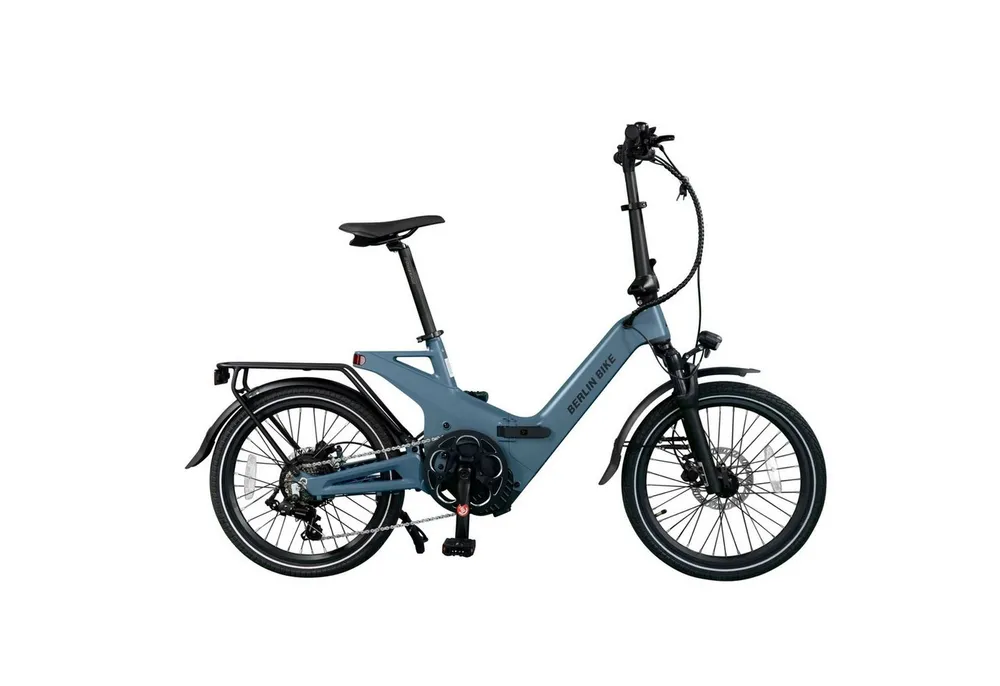 BERLIN BIKE E-Bike Klapprad 2GO - 20 Zoll E-Klapprad, 7 Gang Shimano, Bafang Hinterradnabenmotor, 378 Wh, (Ideal für Fahrer von 150 cm bis 185 cm Körpergröße), mit integriertes Display und Premium‑Service