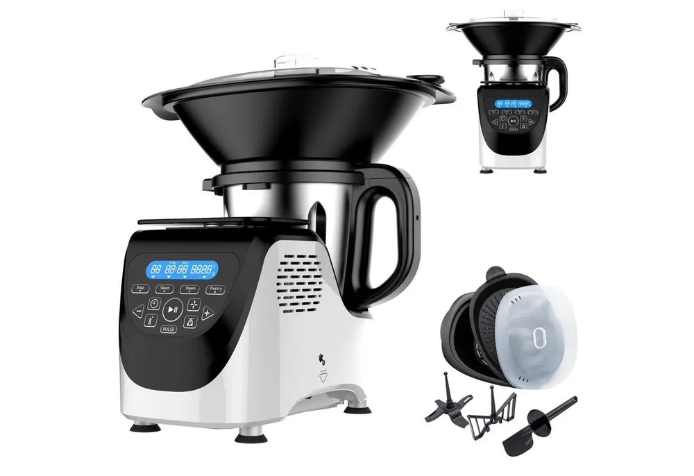 Best Direct® Küchenmaschine mit Kochfunktion, 1000 W, 3,00 l Schüssel, mit Dampfgaraufsatz, digitale Waage