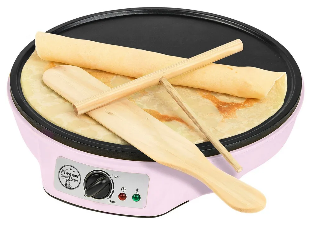 bestron Crêpesmaker ASW602, 1000 W, Ø 30 cm, Antihaft, Thermostat & Zubehör