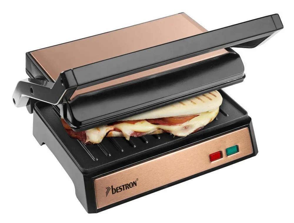 bestron Kontaktgrill APM124, 1000 W, 180° aufklappbar mit Fettauffangschale