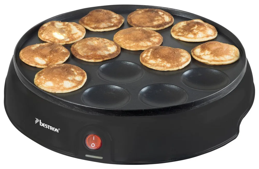 bestron Poffertjes-Maker APFM700, 800 W, 14 Mini-Pfannkuchen mit Antihaftbeschichtung