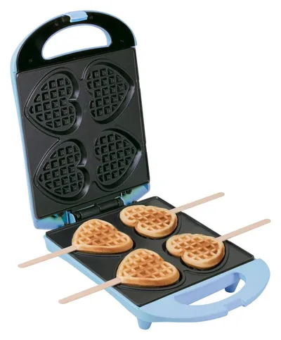 bestron Waffeleisen DSW271, 780 W, Herzwaffeln am Stiel – 780 W, inkl. Stäbchen