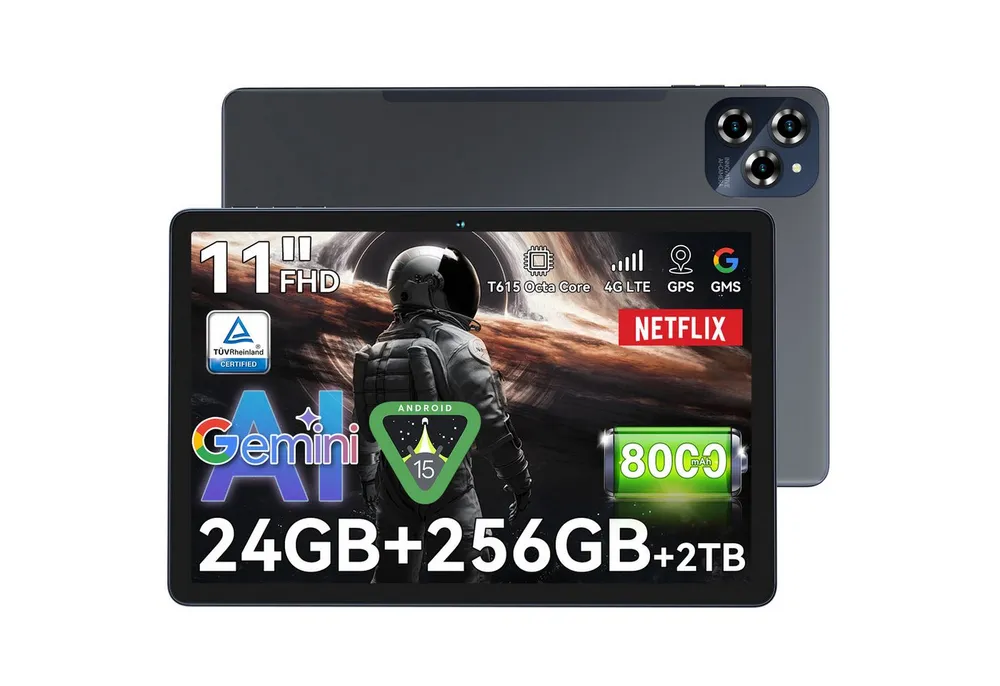 BESTTAB 11'''4G LTE 8000 mAh Akku 256 GB Tablet (256 GB, 4G LTE, FHD Display, 8000 mAh Akku, Al Magic, Android 15)